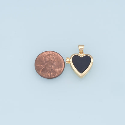 Gold Heart Charms,18K Gold Filled Heart Pendant,Black Heart Charm Bracelet Necklace for DIY Jewelry Making Supply