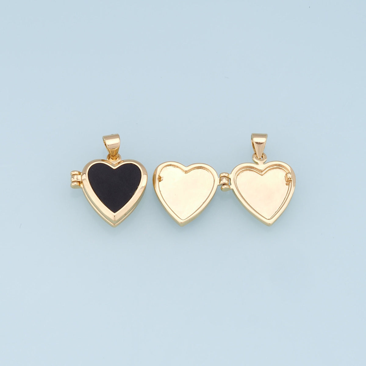 Gold Heart Charms,18K Gold Filled Heart Pendant,Black Heart Charm Bracelet Necklace for DIY Jewelry Making Supply