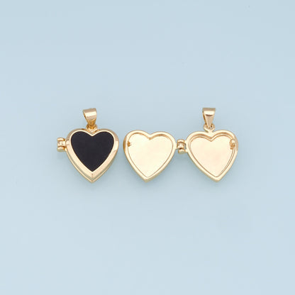 Gold Heart Charms,18K Gold Filled Heart Pendant,Black Heart Charm Bracelet Necklace for DIY Jewelry Making Supply