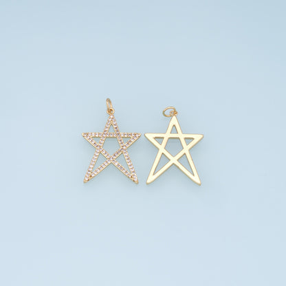 Gold David Star Charms,18K Gold Filled CZ Micro Pave Star Pendant,Star Charm Bracelet Necklace for DIY Jewelry Making Supply