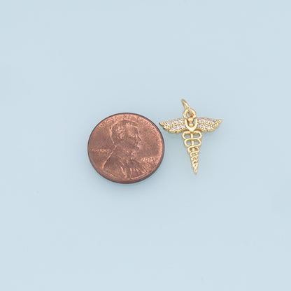 Gold Wings Cross Charms,18K Gold Filled CZ Micro Pave Wings Pendant, Angel Charm Bracelet Necklace for DIY Jewelry Making Supply