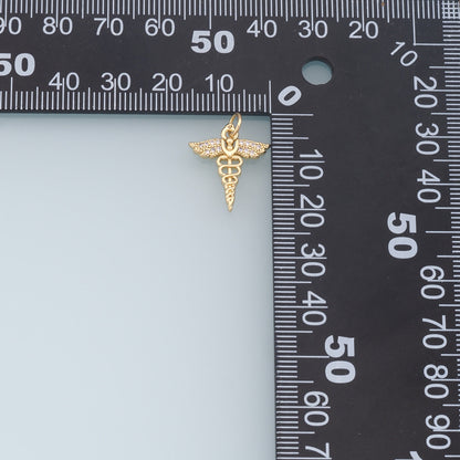Gold Wings Cross Charms,18K Gold Filled CZ Micro Pave Wings Pendant, Angel Charm Bracelet Necklace for DIY Jewelry Making Supply