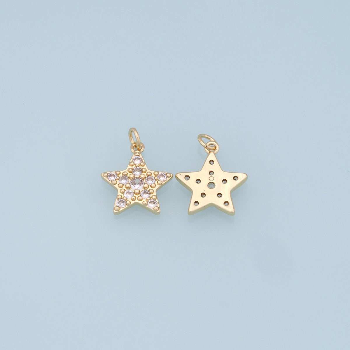 18K Gold Filled Star Pendant,CZ Micro Pave Star Charm Bracelet Necklace for DIY Jewelry Making Supply
