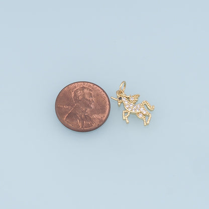 Gold Unicorn Charms,18K Gold Filled CZ Unicorn Pendant,Unicorn Charm Bracelet Necklace for DIY Jewelry Making Supply