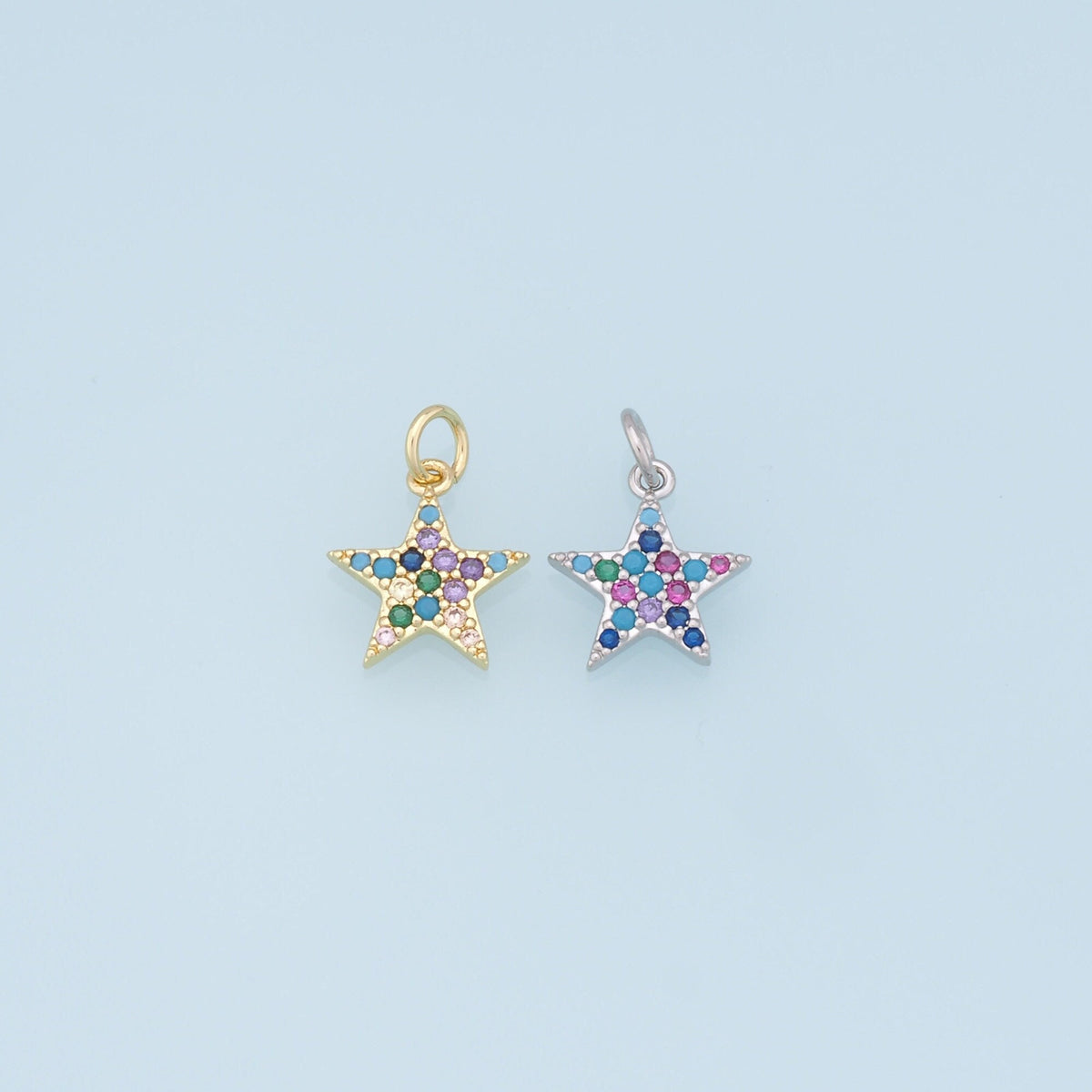 18K Gold Filled Star Pendant,CZ Micro Pave Star Charm Bracelet Necklace for DIY Jewelry Making Supply