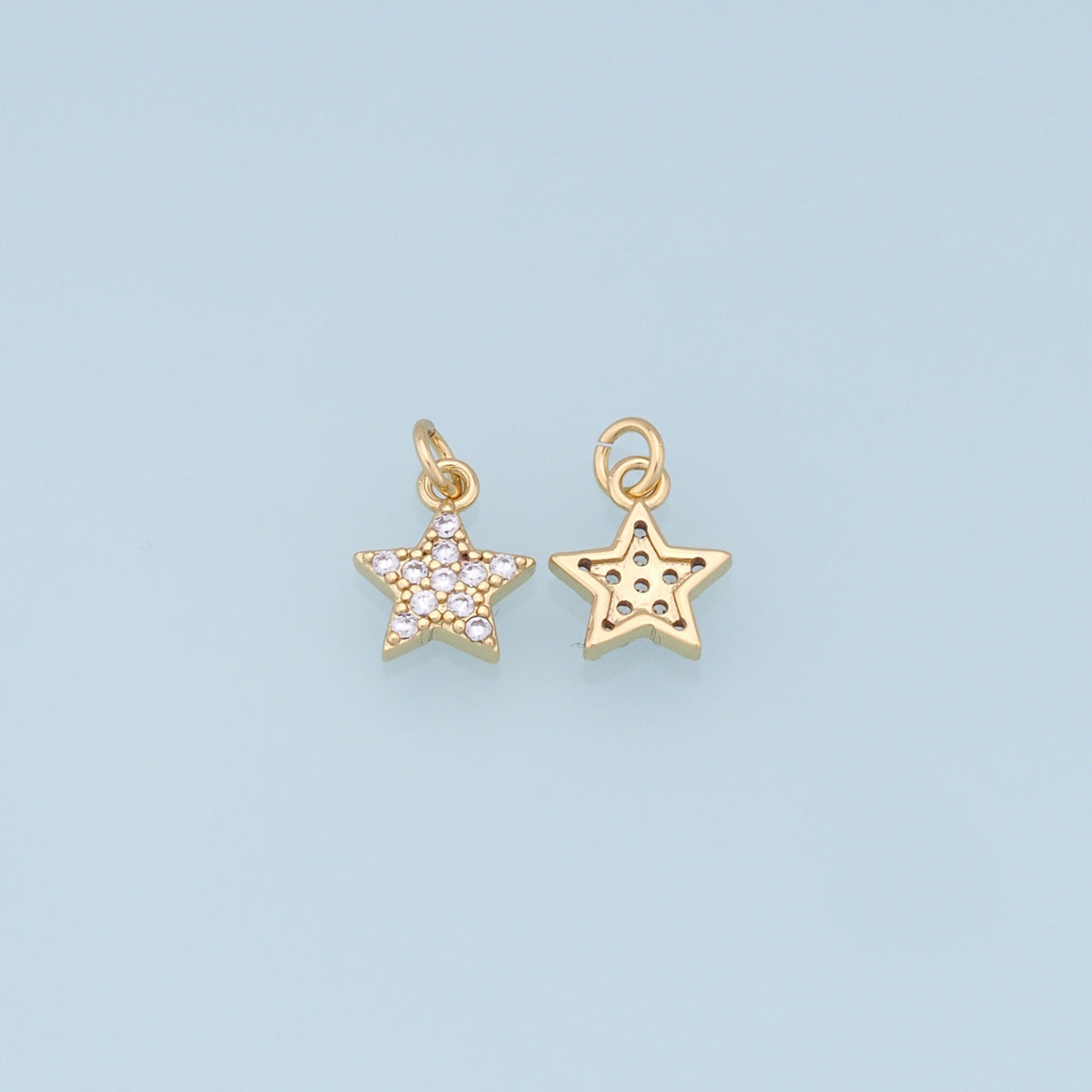 18K Gold Filled Star Pendant,CZ Micro Pave Star Charm Bracelet Necklace for DIY Jewelry Making Supply