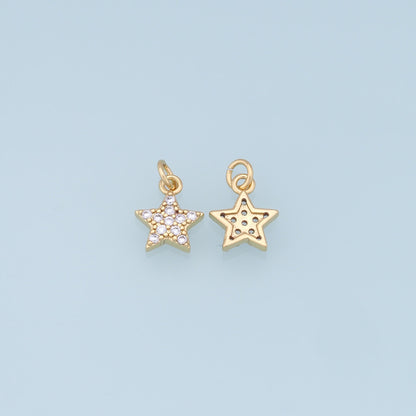 18K Gold Filled Star Pendant,CZ Micro Pave Star Charm Bracelet Necklace for DIY Jewelry Making Supply