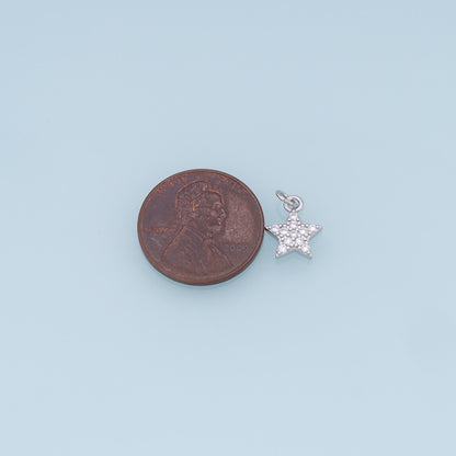 18K Gold Filled Star Pendant,CZ Micro Pave Star Charm Bracelet Necklace for DIY Jewelry Making Supply