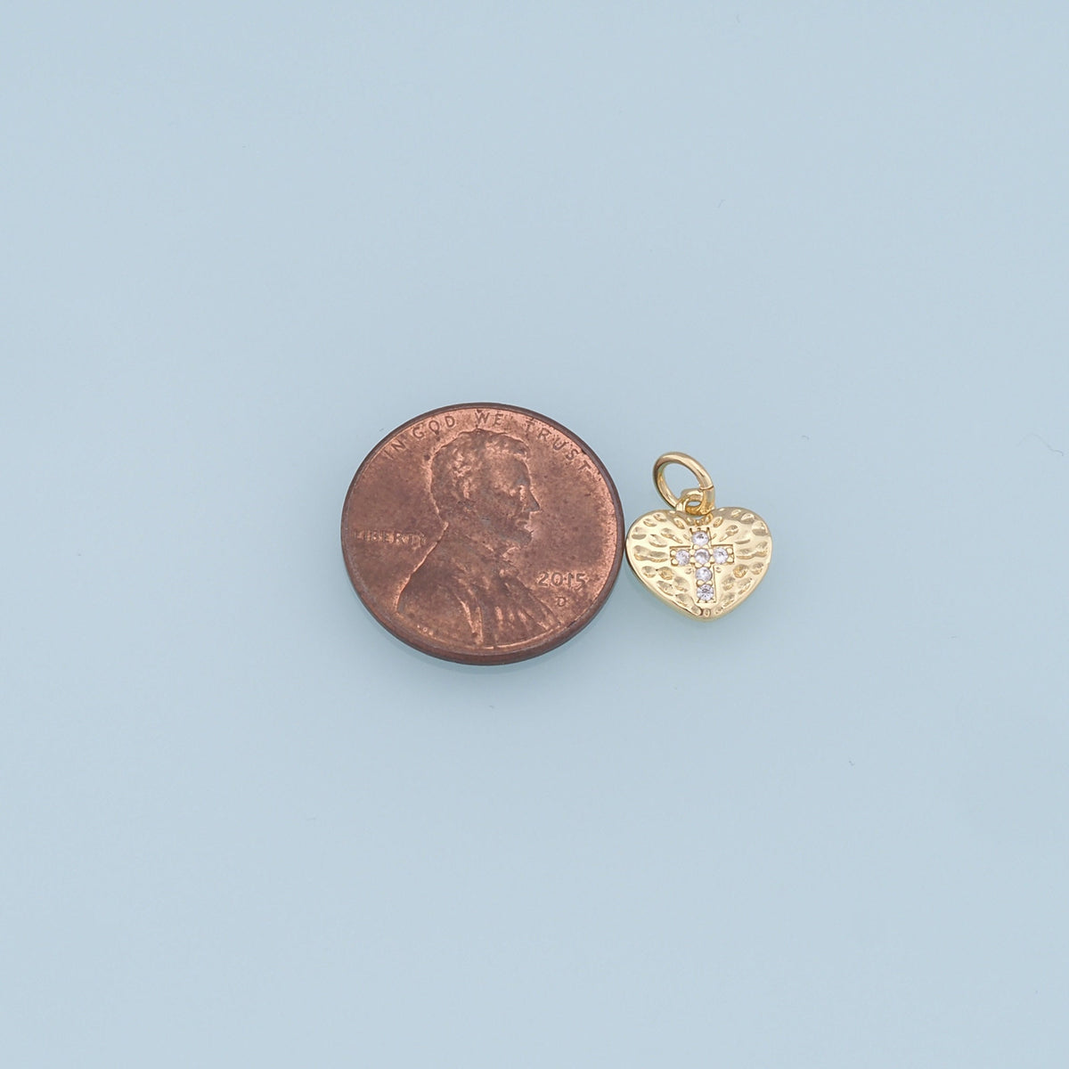 Gold Heart Charms,18K Gold Filled Heart Pendant,Cross Charm Bracelet Necklace for DIY Jewelry Making Supply