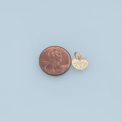 Gold Heart Charms,18K Gold Filled Heart Pendant,Cross Charm Bracelet Necklace for DIY Jewelry Making Supply