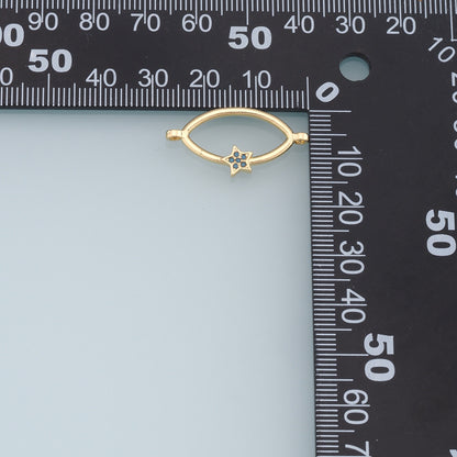Gold Oval Star Connector Charms,18K Gold Filled Star Pendant,CZ Star Charm Bracelet Necklace for DIY Jewelry Making Supply