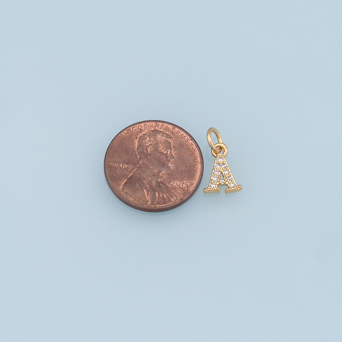 18K Gold Filled Cubic Zirconia Letter Charm Pendant for Jewelry Making