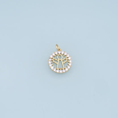 Gold Angel Charms,18K Gold Filled CZ Angel Pendant,Angel Charm Bracelet Necklace for DIY Jewelry Making Supply
