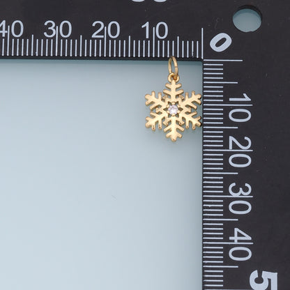 Gold Christmas Charms,18K Gold Filled Christmas snowflake Pendant Charm Bracelet Necklace for DIY Jewelry Making Supply