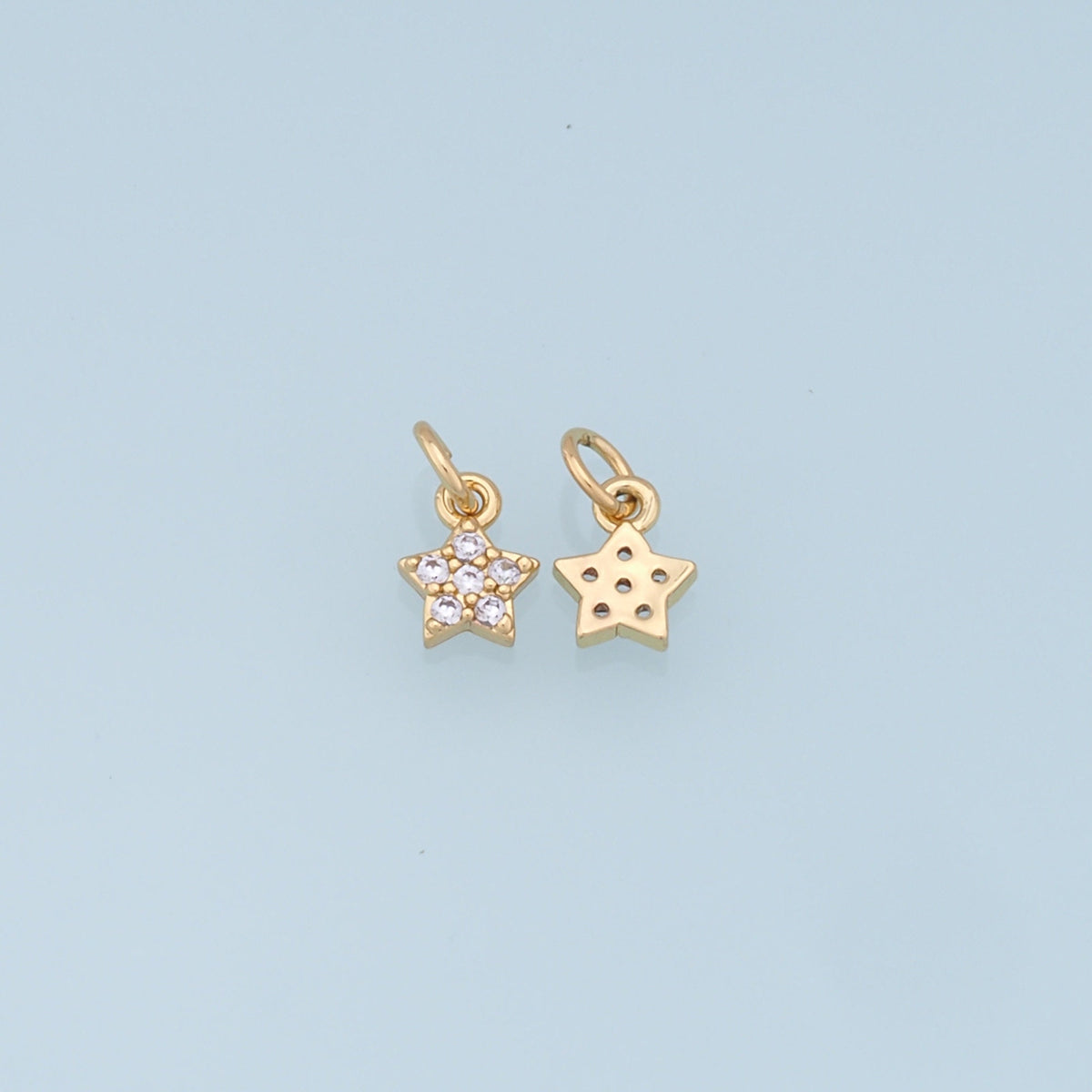 18K Gold Filled Star Pendant,CZ Micro Pave Star Charm Bracelet Necklace for DIY Jewelry Making Supply