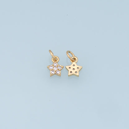 18K Gold Filled Star Pendant,CZ Micro Pave Star Charm Bracelet Necklace for DIY Jewelry Making Supply
