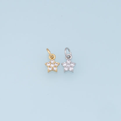 18K Gold Filled Star Pendant,CZ Micro Pave Star Charm Bracelet Necklace for DIY Jewelry Making Supply