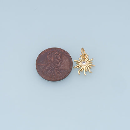 18K Gold Filled Sun Charm Pendant for Jewelry Making