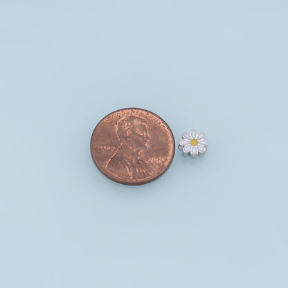 Gold Enamel Flower Bead Charms,18K Gold Filled Flower Pendant,Silver flower Charm Bracelet Necklace for DIY Jewelry Making Su