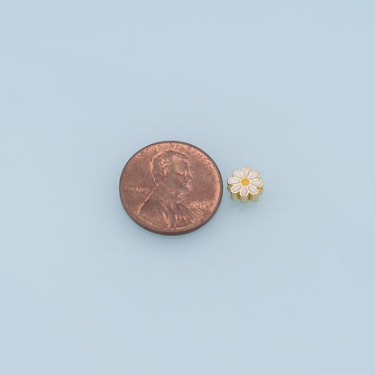 Gold Enamel Flower Bead Charms,18K Gold Filled Flower Pendant,Silver flower Charm Bracelet Necklace for DIY Jewelry Making Su
