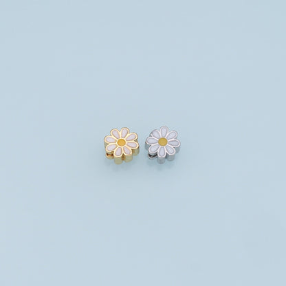 Gold Enamel Flower Bead Charms,18K Gold Filled Flower Pendant,Silver flower Charm Bracelet Necklace for DIY Jewelry Making Su