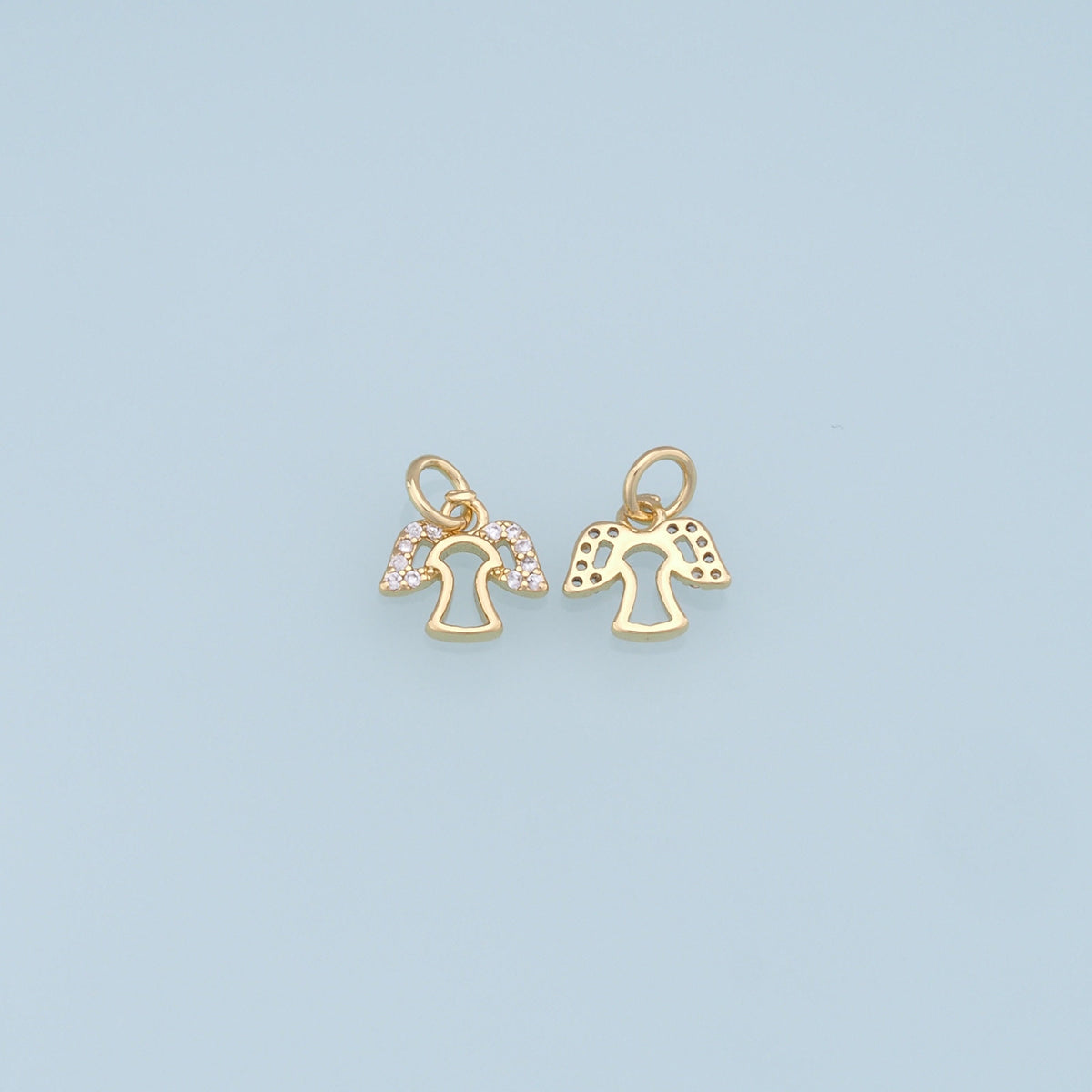 Gold Angel Charms,18K Gold Filled CZ Angel Pendant,Angel Charm Bracelet Necklace for DIY Jewelry Making Supply