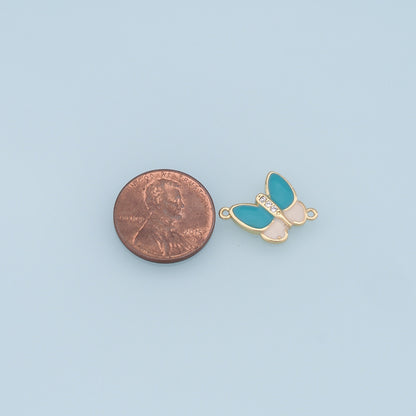 18K Gold Filled Enamel Butterfly Connector for Jewelry Making