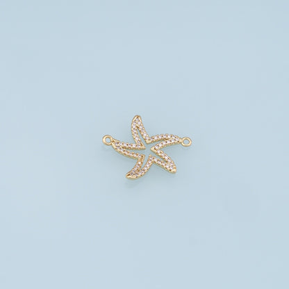 Gold Starfish Connector Charms,18K Gold Filled Sea star Pendant,Starfish Charm Bracelet Necklace for DIY Jewelry Making Supply