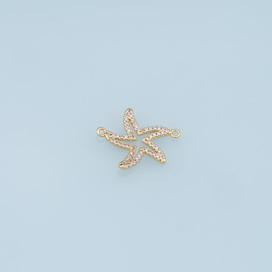 Gold Starfish Connector Charms,18K Gold Filled Sea star Pendant,Starfish Charm Bracelet Necklace for DIY Jewelry Making Supply