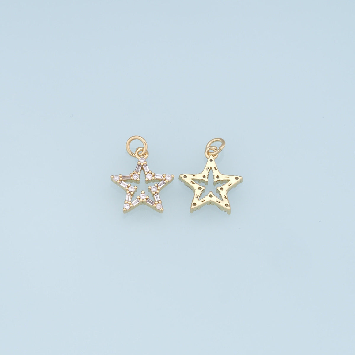 18K Gold Filled Star CZ Charm Pendant for Jewelry Making