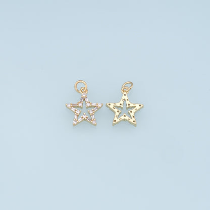 18K Gold Filled Star CZ Charm Pendant for Jewelry Making