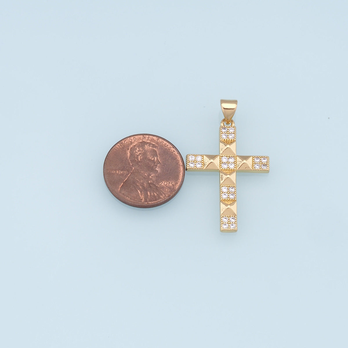 18K Gold Filled Cross Pendant,Cross Charm Bracelet Necklace for DIY Jewelry Making Supply
