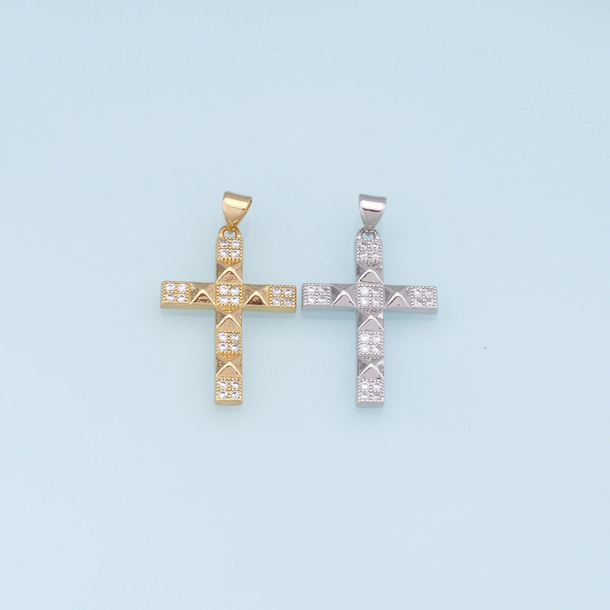 18K Gold Filled Cross Pendant,Cross Charm Bracelet Necklace for DIY Jewelry Making Supply
