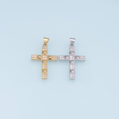 18K Gold Filled Cross Pendant,Cross Charm Bracelet Necklace for DIY Jewelry Making Supply