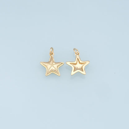 Gold Starfish Charms,18K Gold Filled Sea star Pendant,Starfish Charm Bracelet Necklace for DIY Jewelry Making Supply