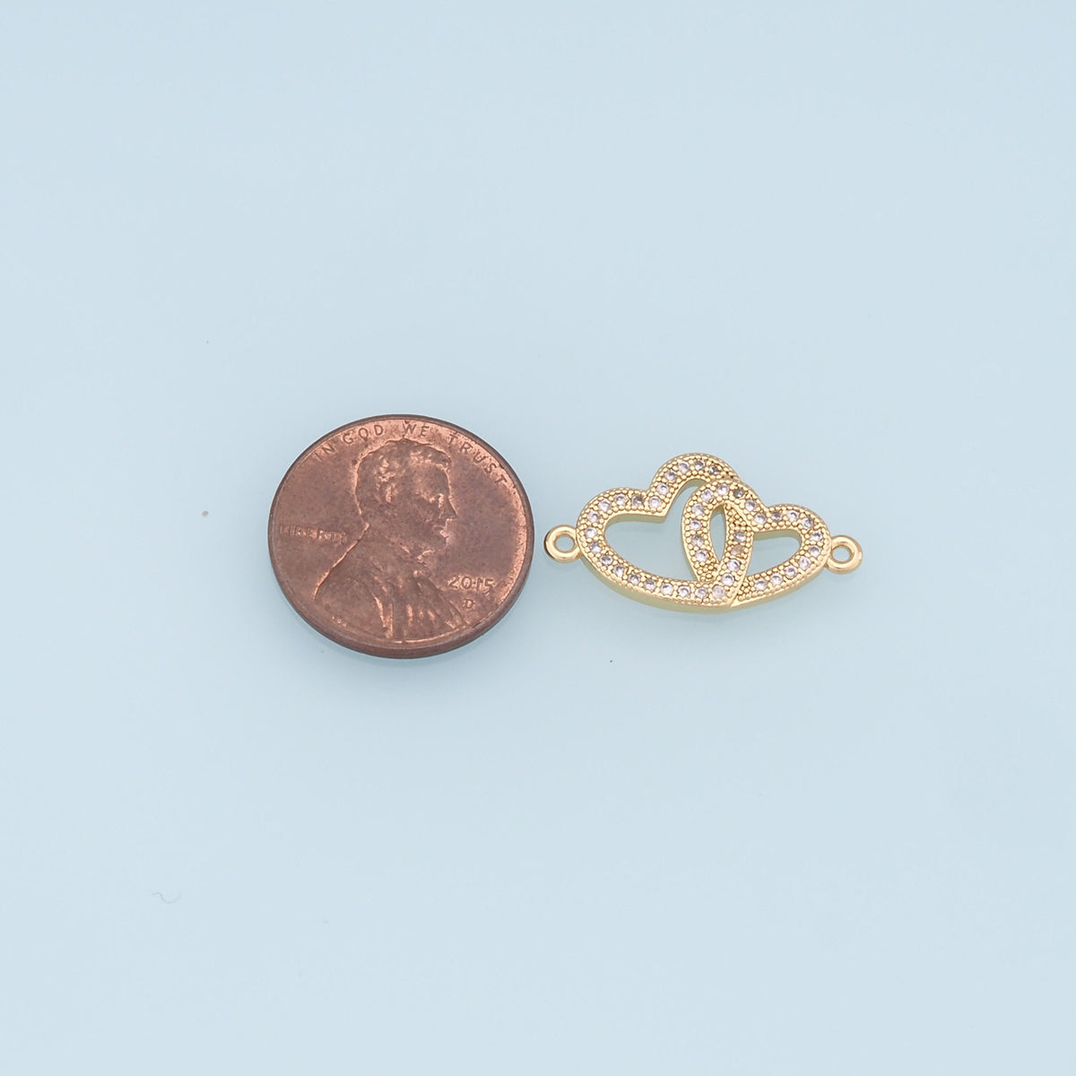 Gold Heart Connector Charms,18K Gold Filled Heart Pendant,Heart Charm Bracelet Necklace for DIY Jewelry Making Supply