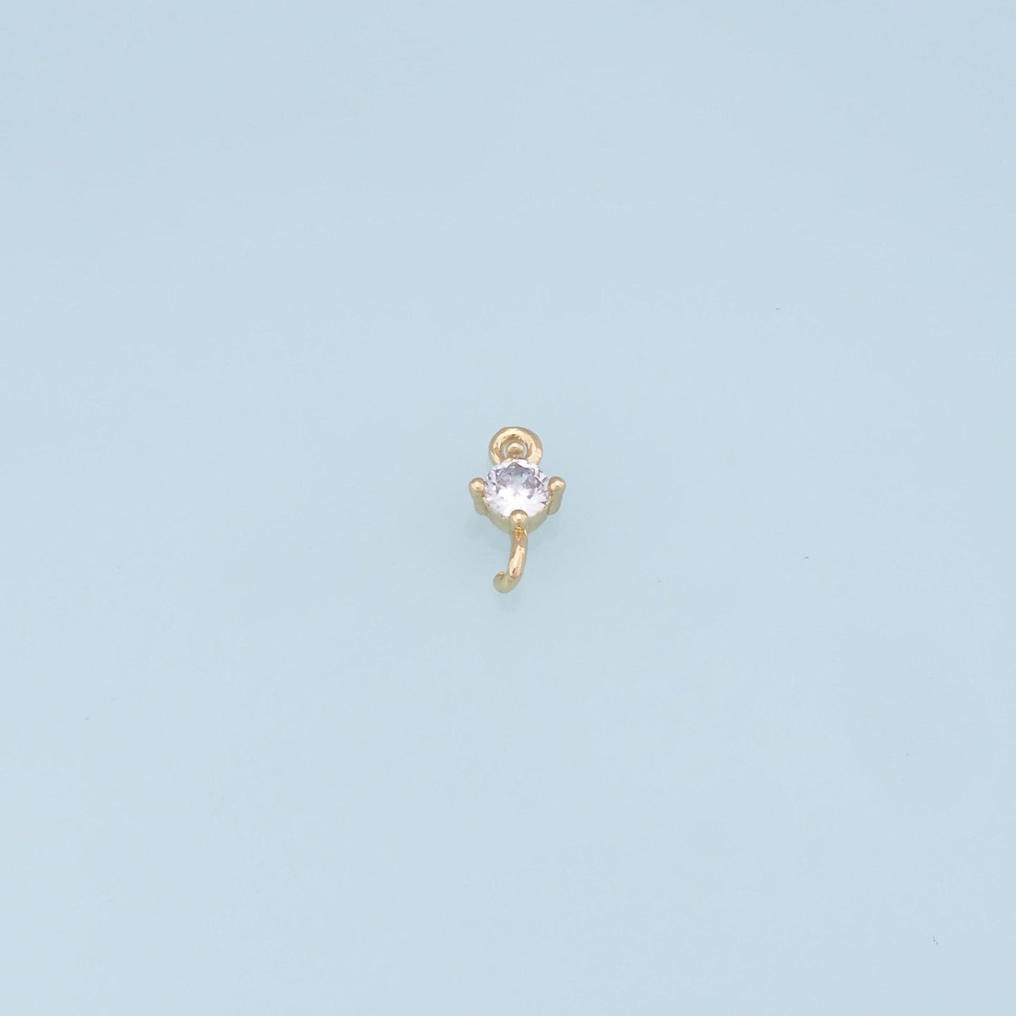 Gold tiny Round Charms,18K Gold Filled CZ Round Pendant,Silver Round Charm Bracelet Necklace for DIY Jewelry Making Supply
