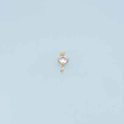 Gold tiny Round Charms,18K Gold Filled CZ Round Pendant,Silver Round Charm Bracelet Necklace for DIY Jewelry Making Supply