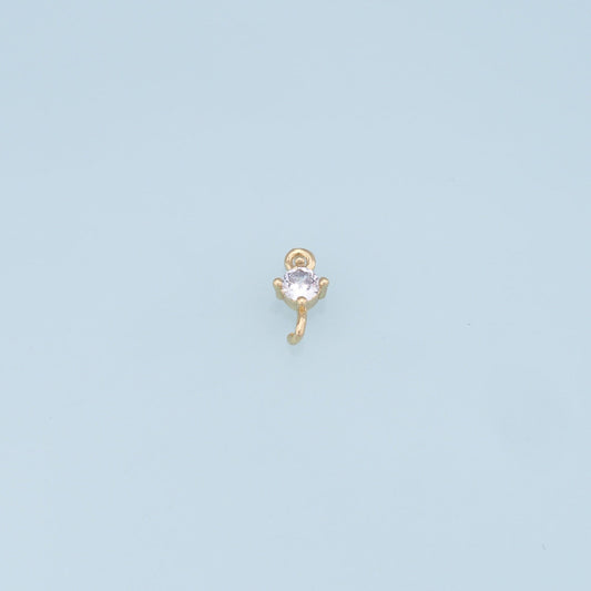 Gold tiny Round Charms,18K Gold Filled CZ Round Pendant,Silver Round Charm Bracelet Necklace for DIY Jewelry Making Supply