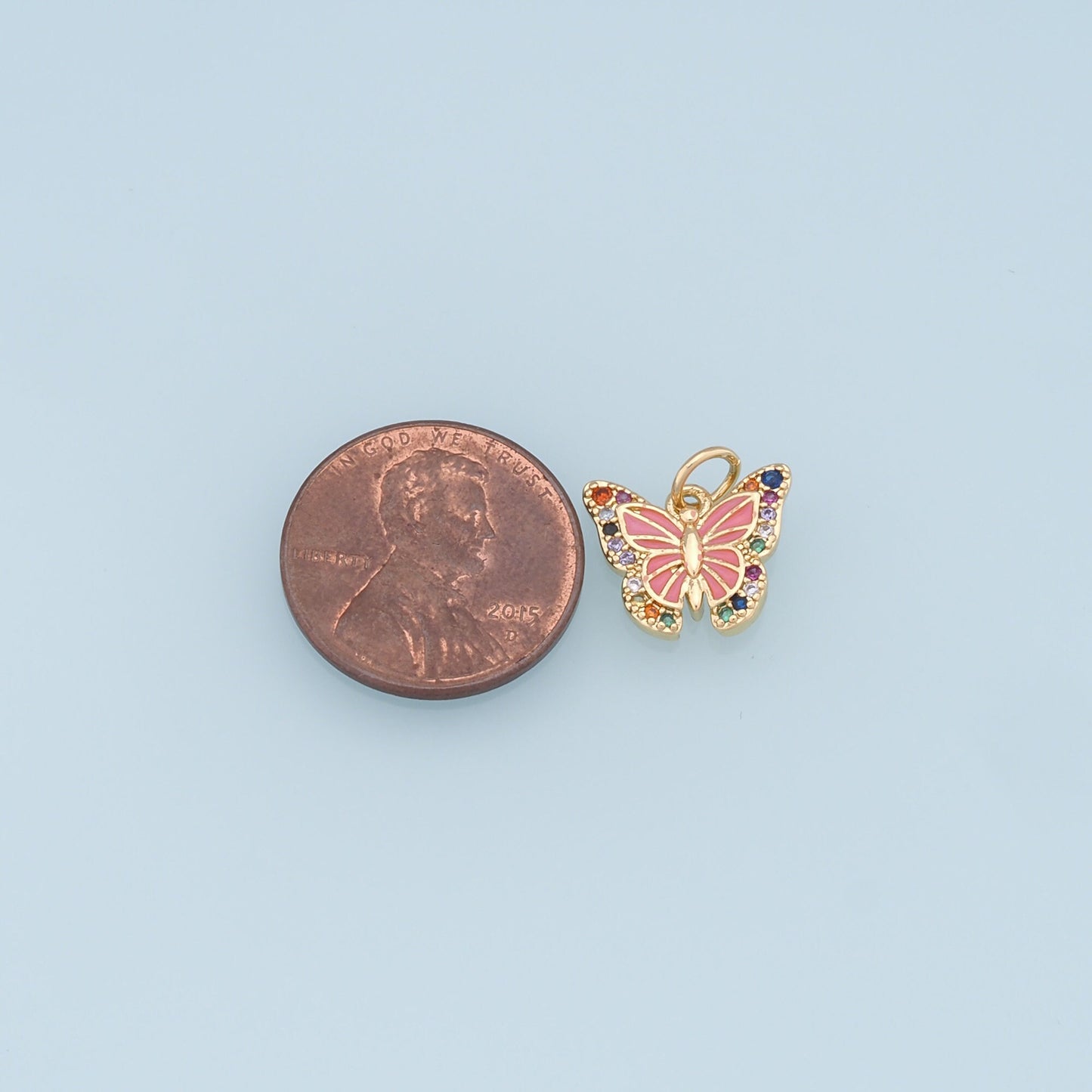 Colorful Gold Butterfly Charms,18K Gold Filled Butterfly Pendant,Butterfly Charm Bracelet Necklace for DIY Jewelry Making Supply