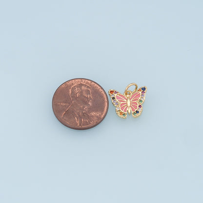 Colorful Gold Butterfly Charms,18K Gold Filled Butterfly Pendant,Butterfly Charm Bracelet Necklace for DIY Jewelry Making Supply