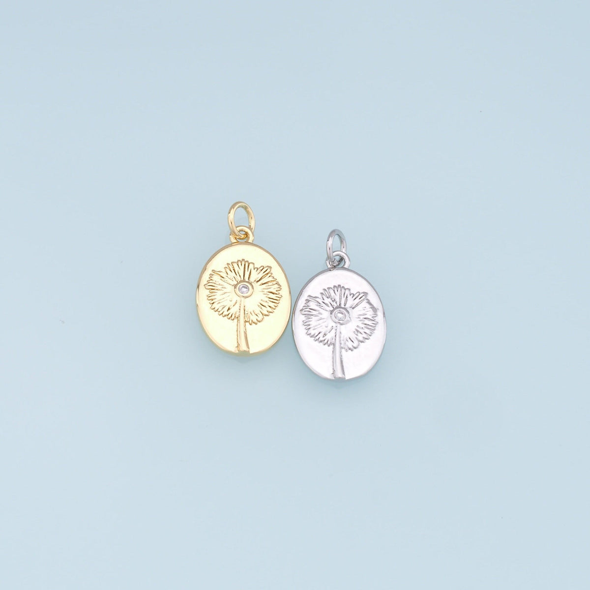 Gold Flower Charms,18K Gold Filled CZ flower Pendant,Silver flower Charm Bracelet Necklace for DIY Jewelry Making Supply