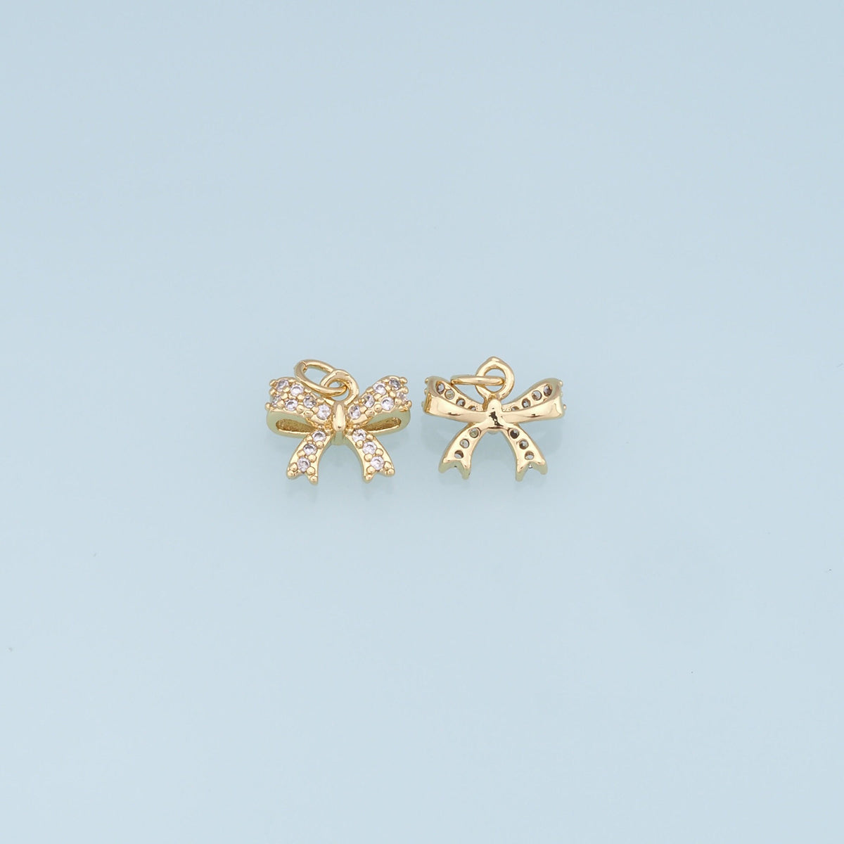 18K Gold Filled Cubic Zirconia Bow Charm Pendant for Jewelry Making