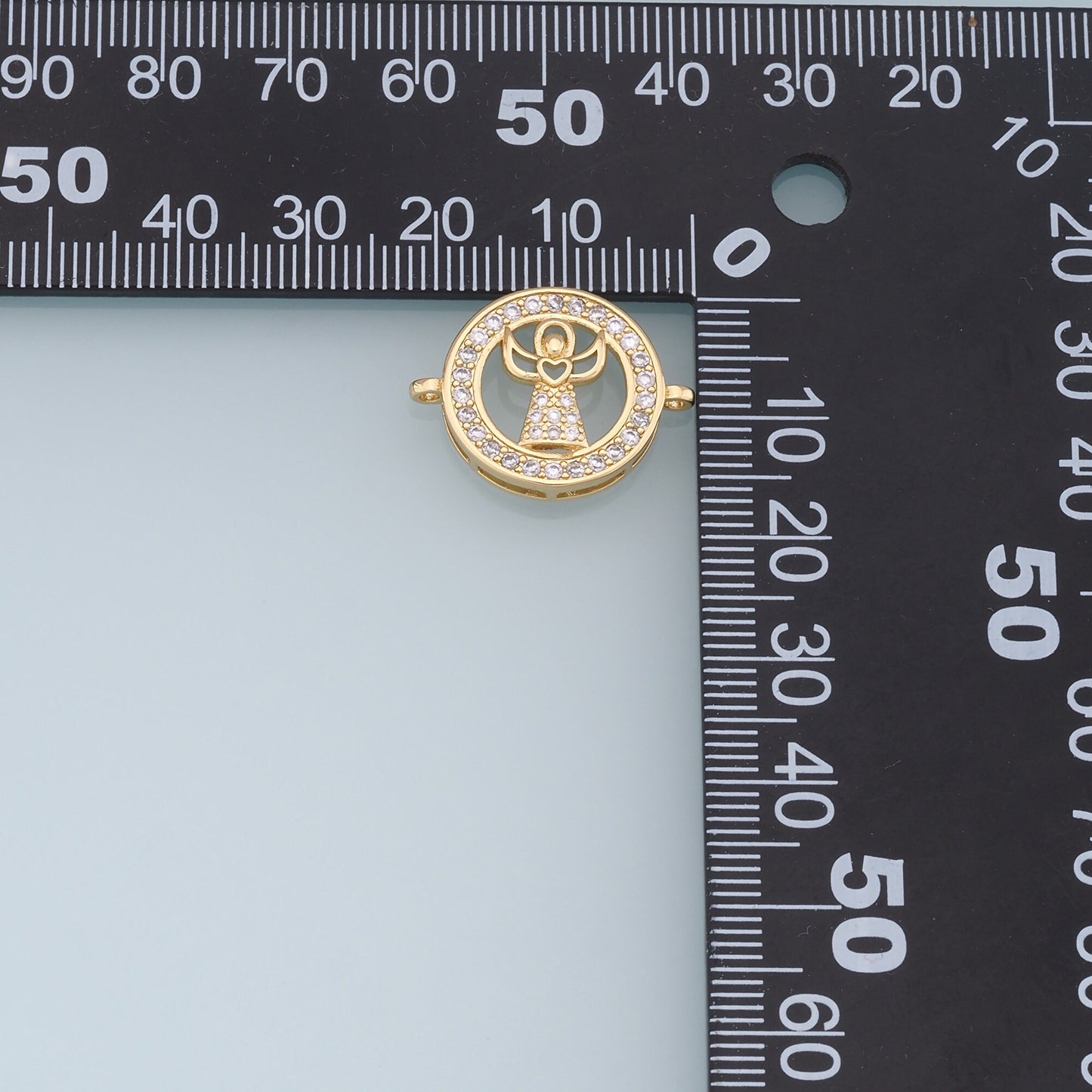 Gold Angel Connector Charms,18K Gold Filled CZ Angel Pendant,Angel Charm Bracelet Necklace for DIY Jewelry Making Supply