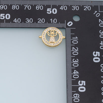 Gold Angel Connector Charms,18K Gold Filled CZ Angel Pendant,Angel Charm Bracelet Necklace for DIY Jewelry Making Supply