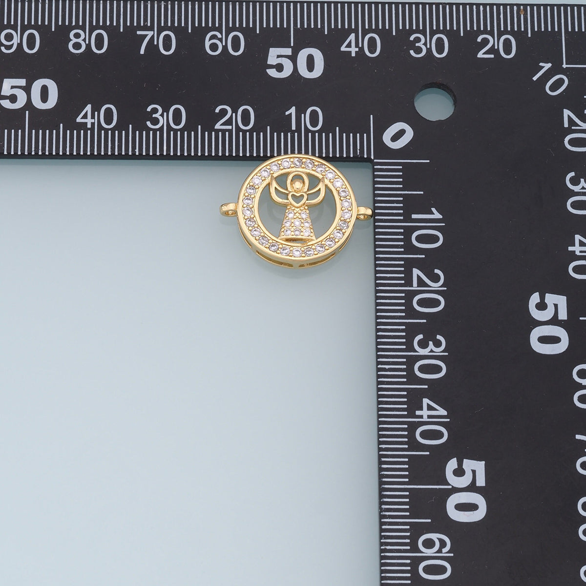 18K Gold Filled Cubic Zirconia Angel Connector for Jewelry Making