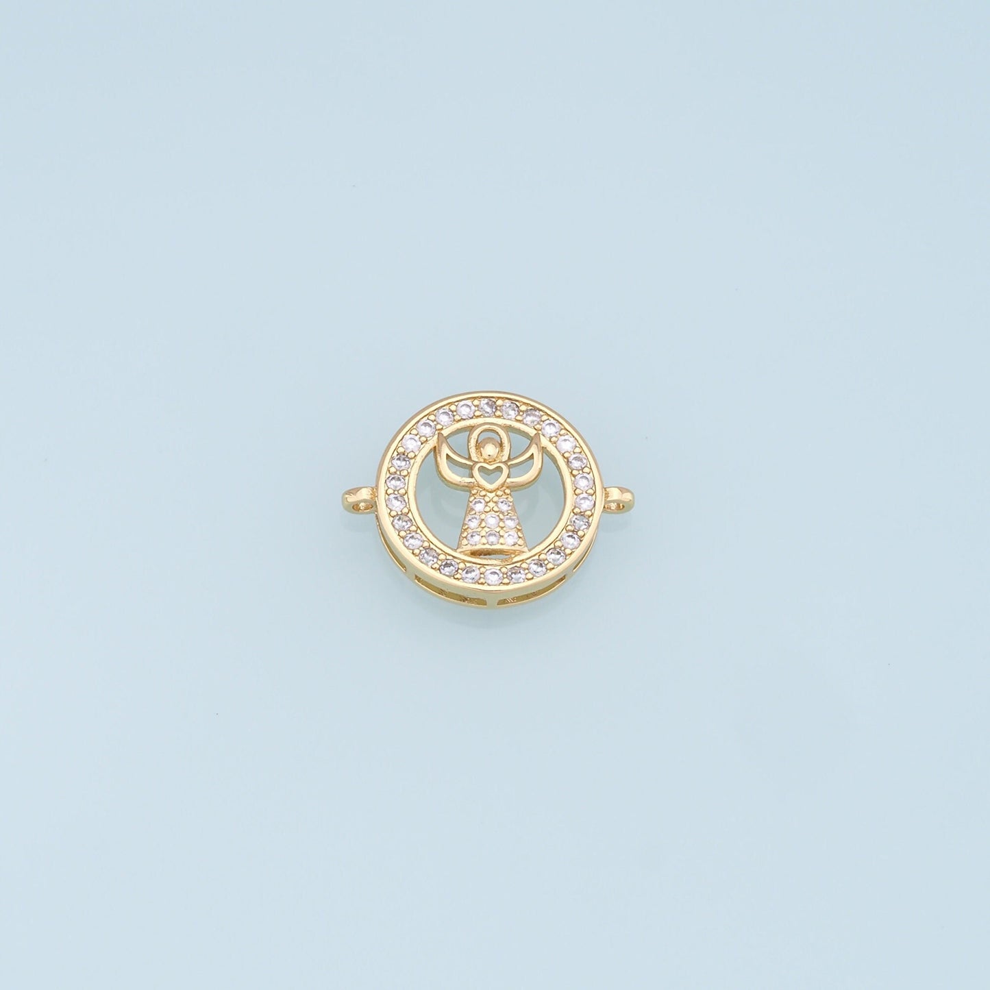 Gold Angel Connector Charms,18K Gold Filled CZ Angel Pendant,Angel Charm Bracelet Necklace for DIY Jewelry Making Supply