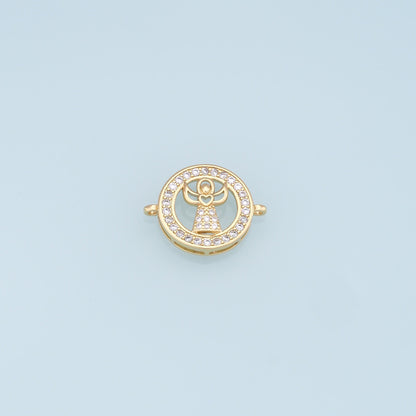 Gold Angel Connector Charms,18K Gold Filled CZ Angel Pendant,Angel Charm Bracelet Necklace for DIY Jewelry Making Supply
