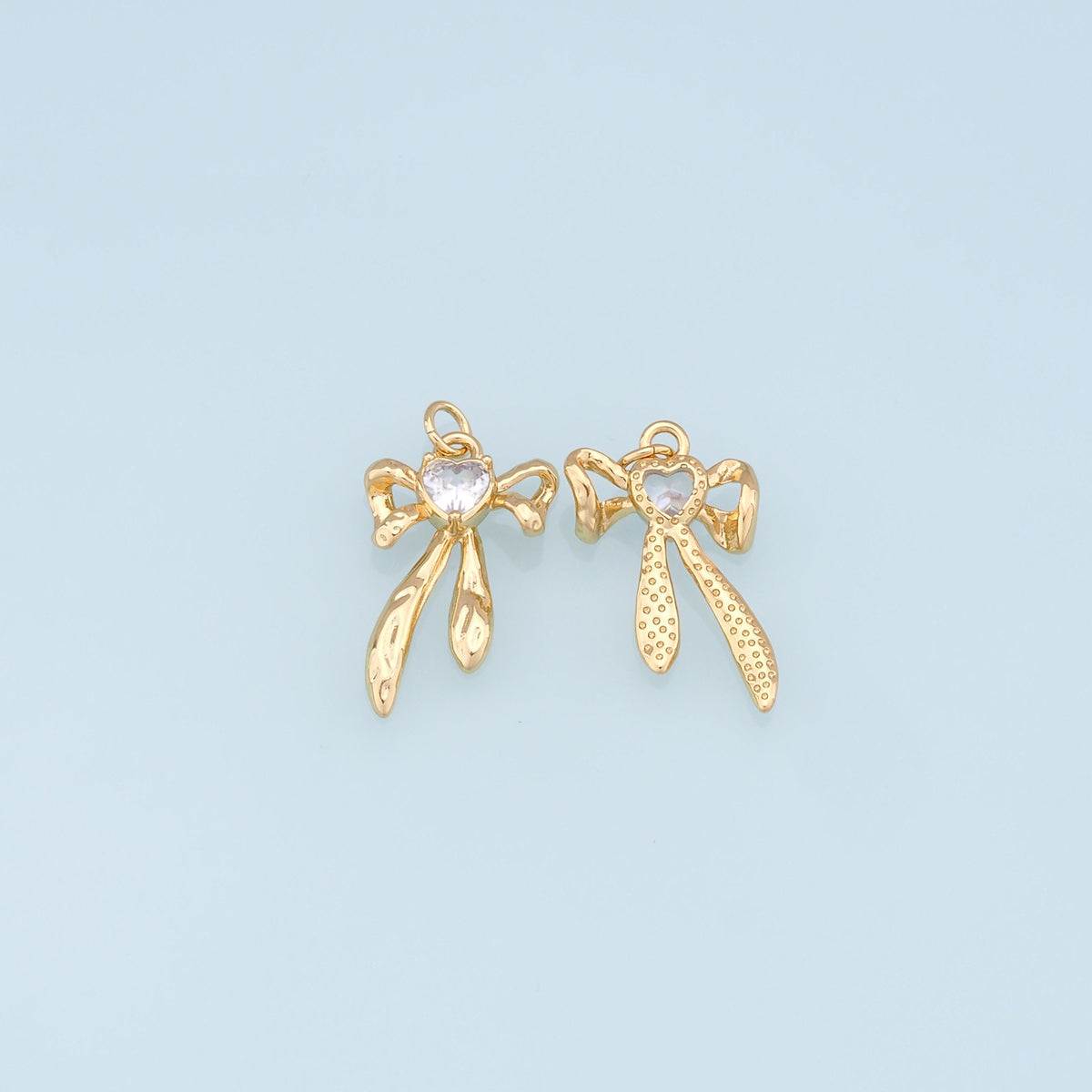 18K Gold Filled Bow CZ Charm Pendant for Jewelry Making