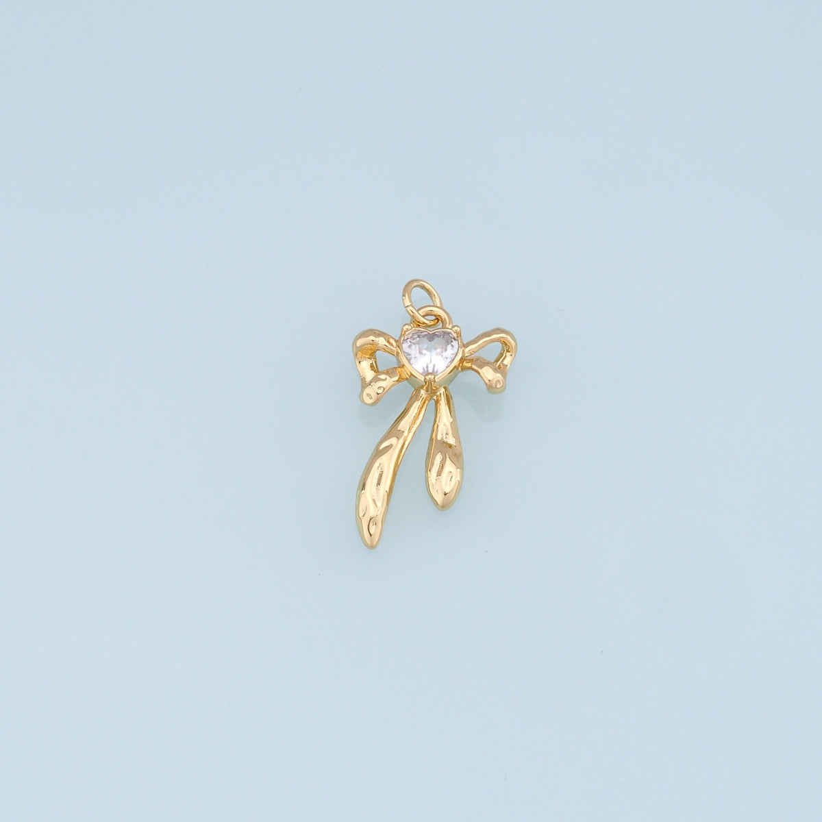 18K Gold Filled Bow CZ Charm Pendant for Jewelry Making